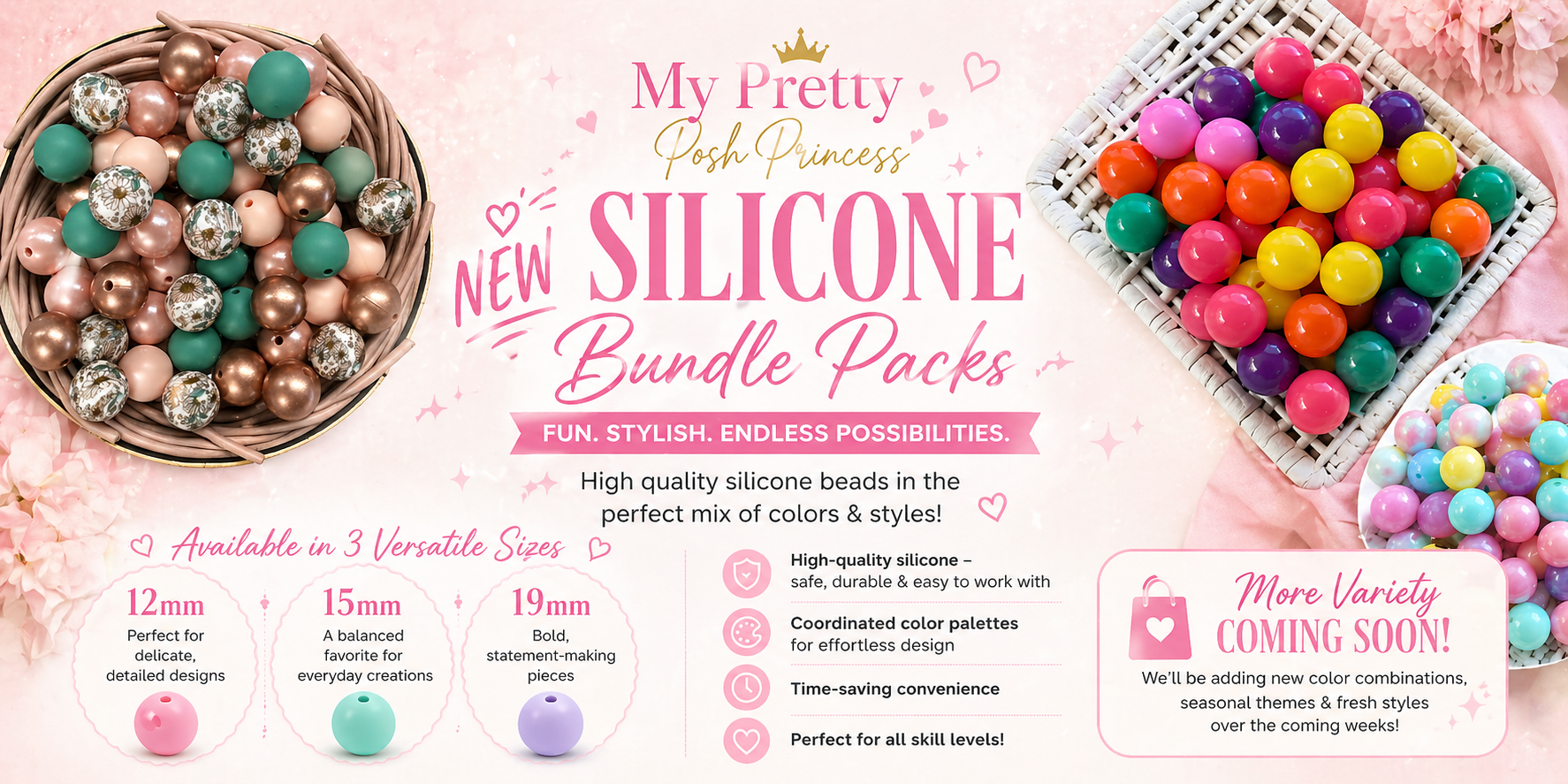 Silicone Bead Bundle Packs Now Available in 12mm, 15mm & 19mm