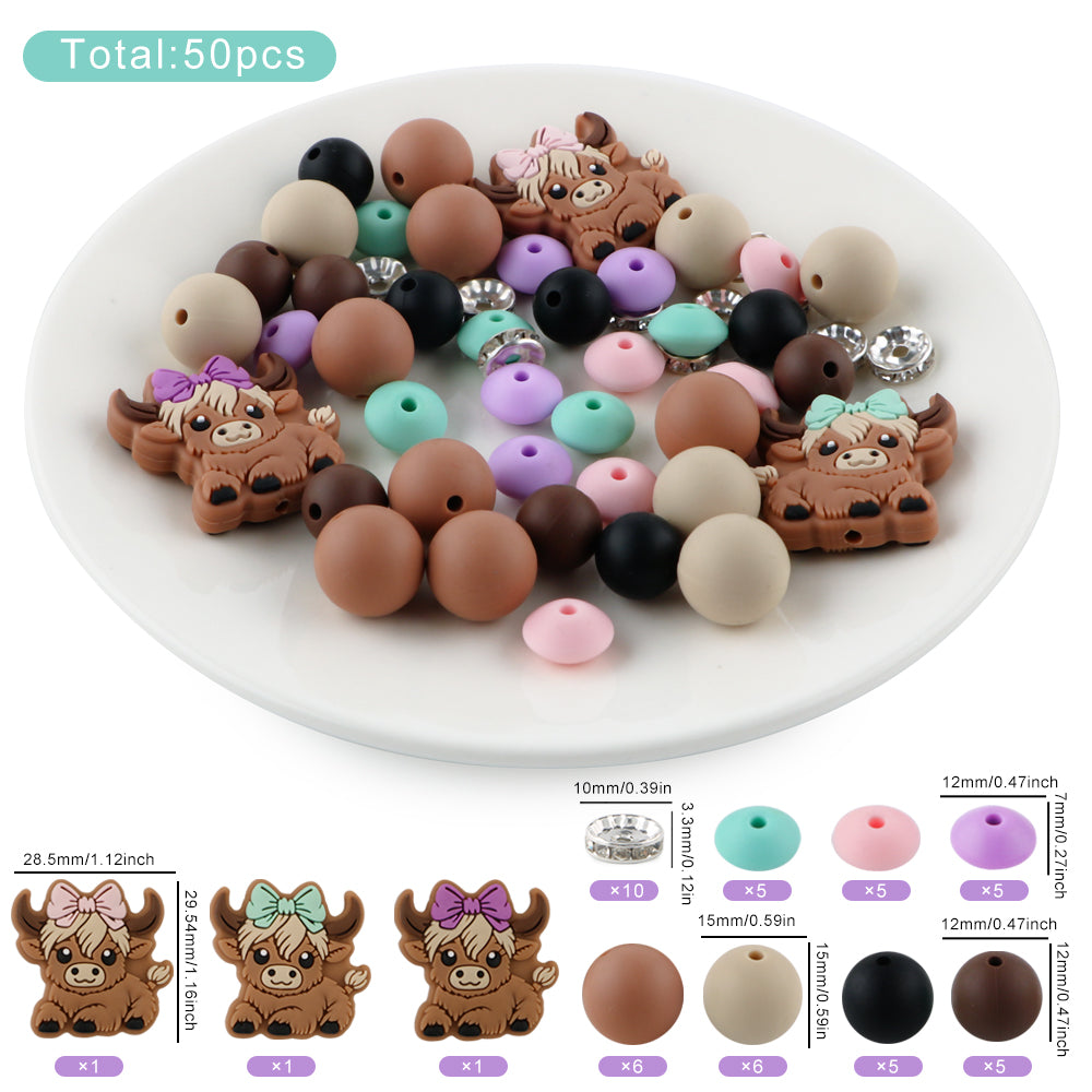 Z/526 - "Mini Cows" Silicone Bead & Bling Kit
