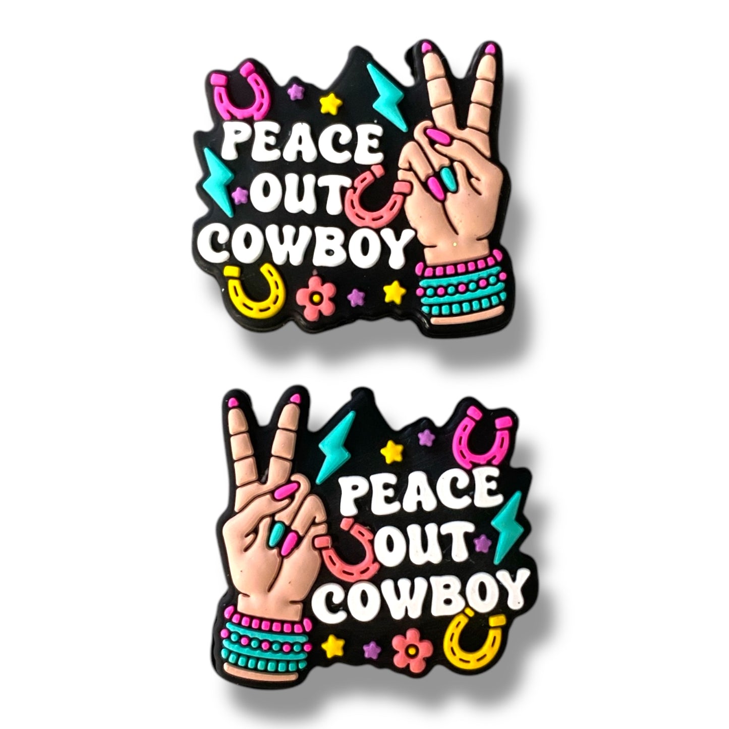 X425-  “Peace Out Cowboy” Silicone Focal Bead (1 Count)