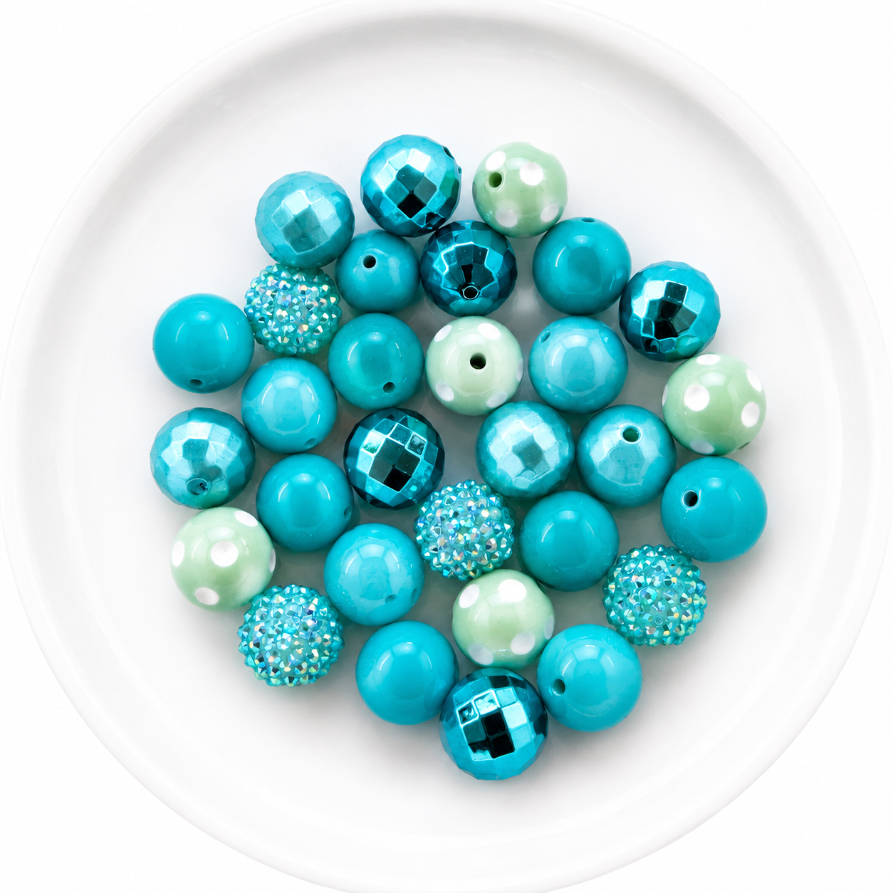 Aqua 20mm Acrylic Bubblegum Bead Mix | Wholesale Bulk Beads | 30 Count