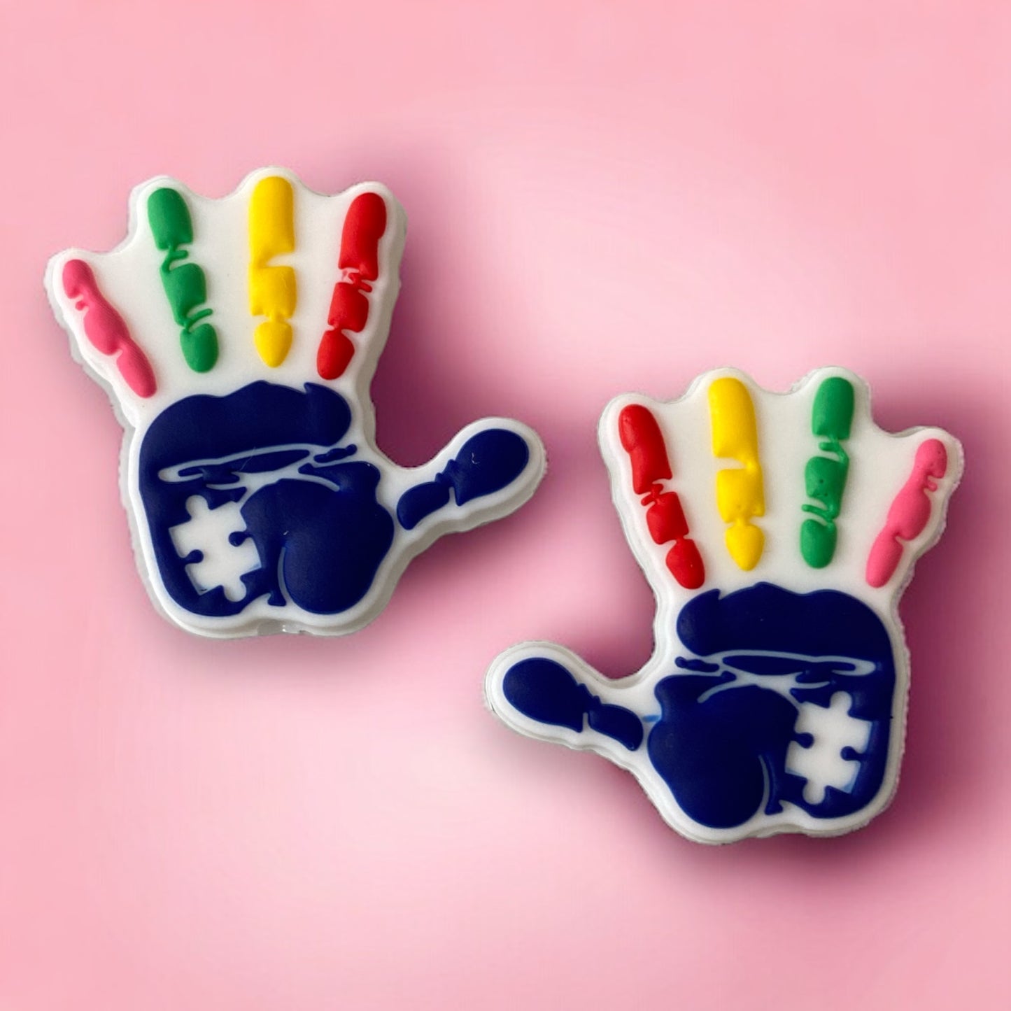 e625-  “Autism- Hand" Silicone Focal Bead (1 Count)