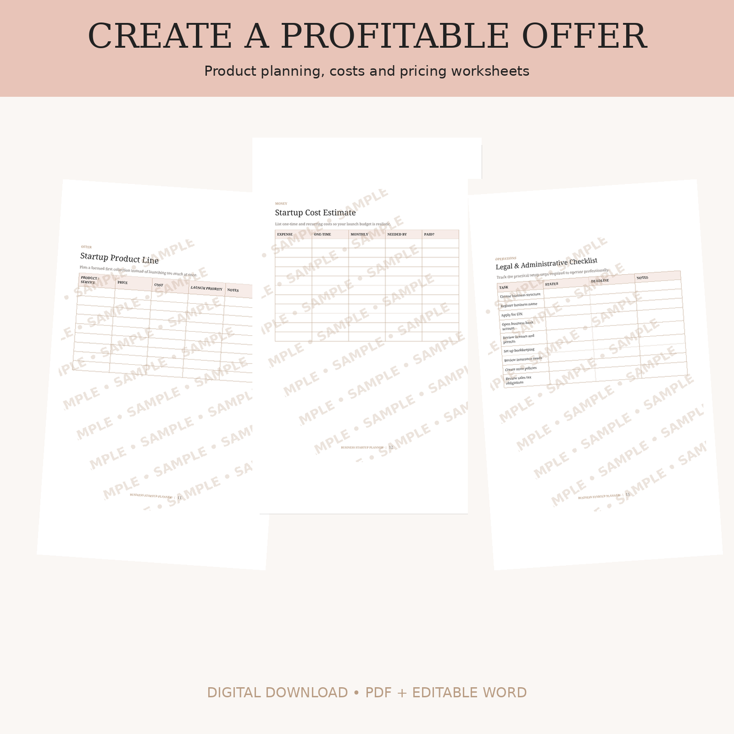 Business Startup Planner | Printable & Editable