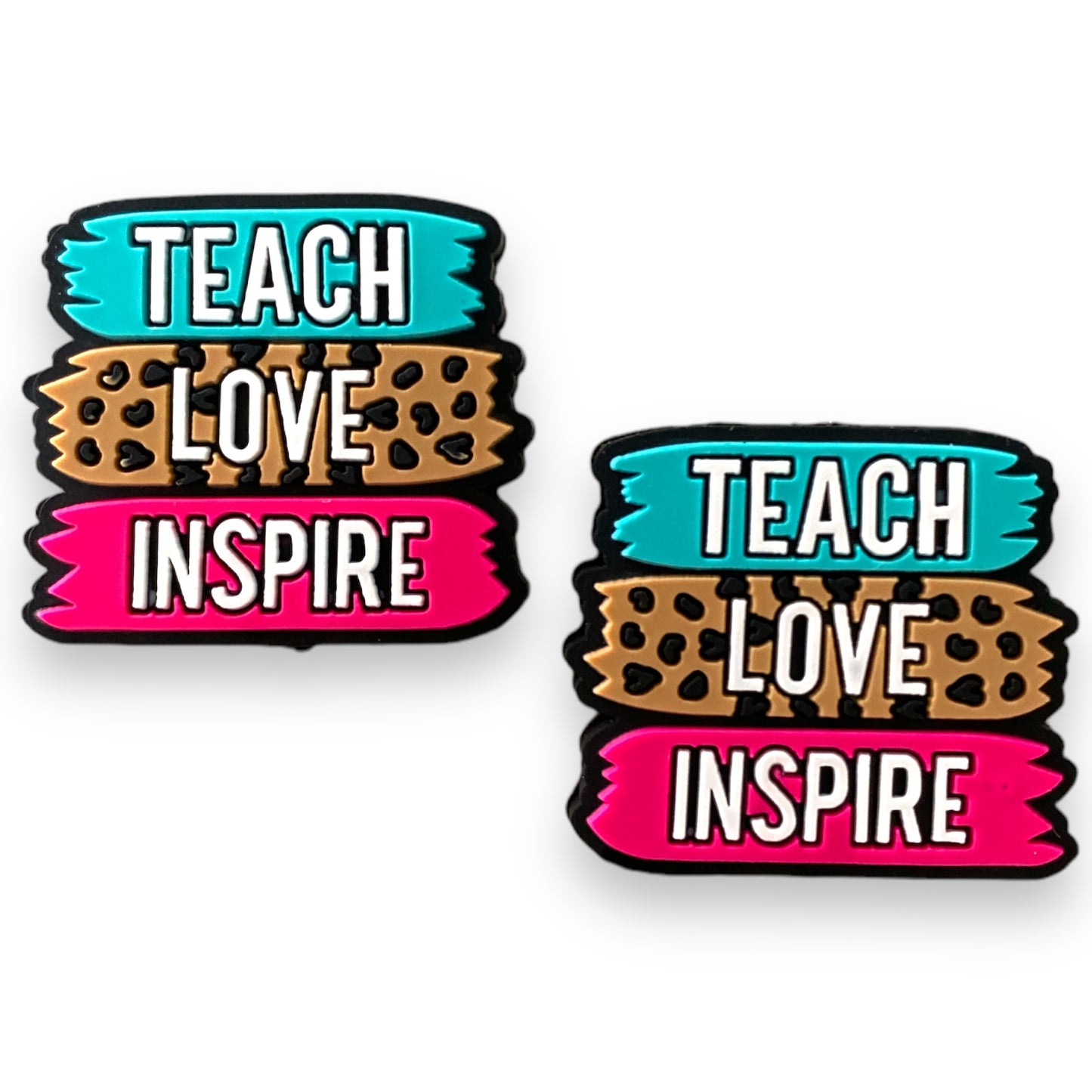 X378- "Teach Love Inspire"  Focal (1 Count) Bead Silicone