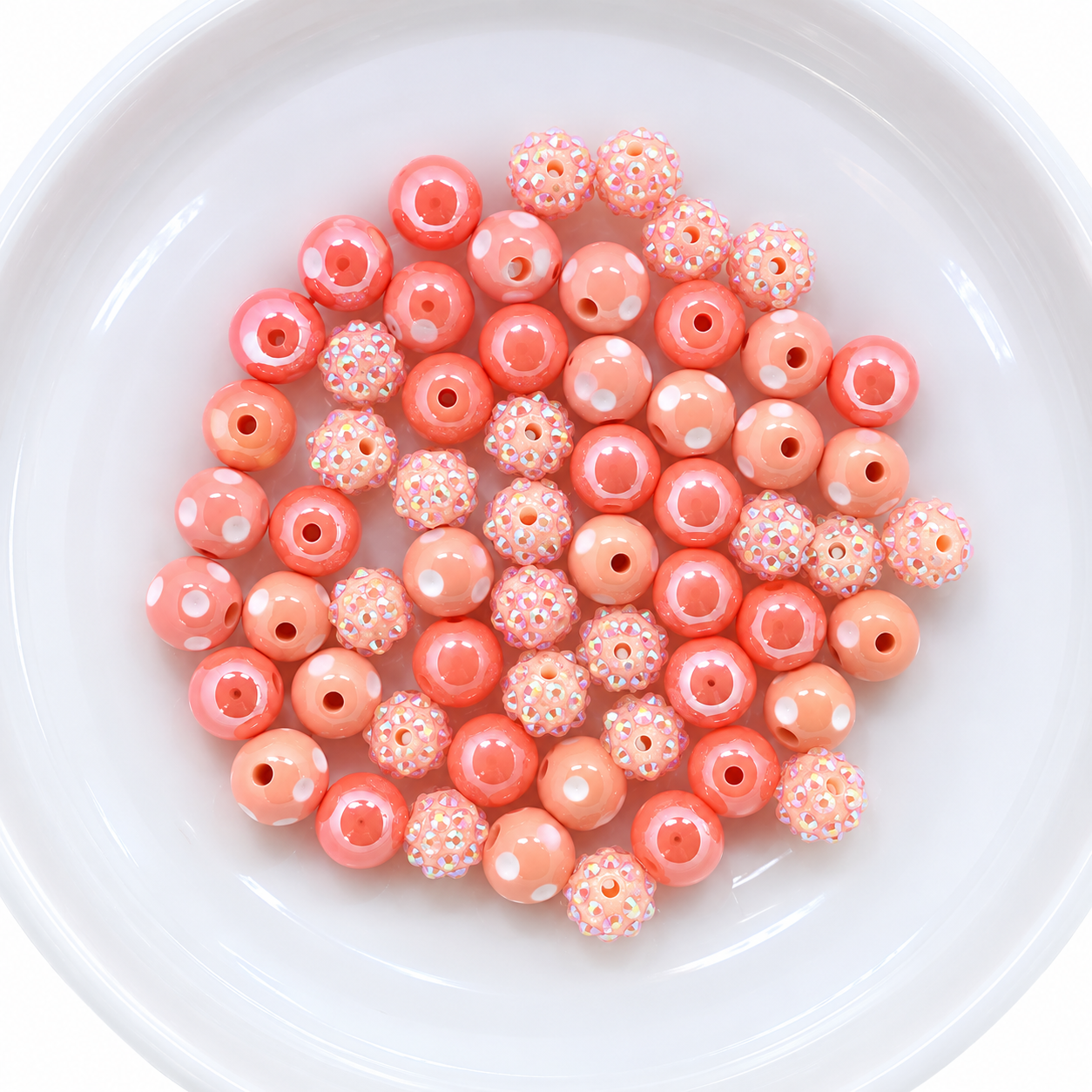 Peach 12mm Acrylic Bubblegum Bead Mix | Wholesale Bulk Beads | 60 Count