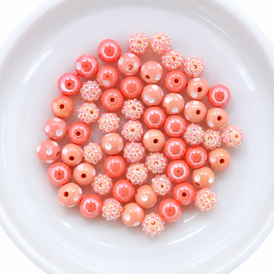 Peach 12mm Acrylic Bubblegum Bead Mix | Wholesale Bulk Beads | 60 Count
