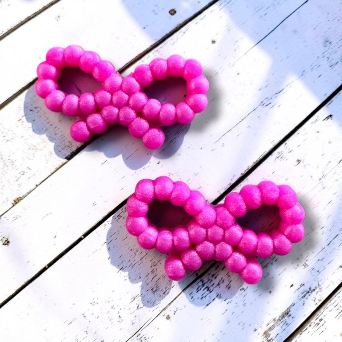 h1064- "Dark Pink Bow" Silicone Focal Bead for DIY Crafts (1 Count)