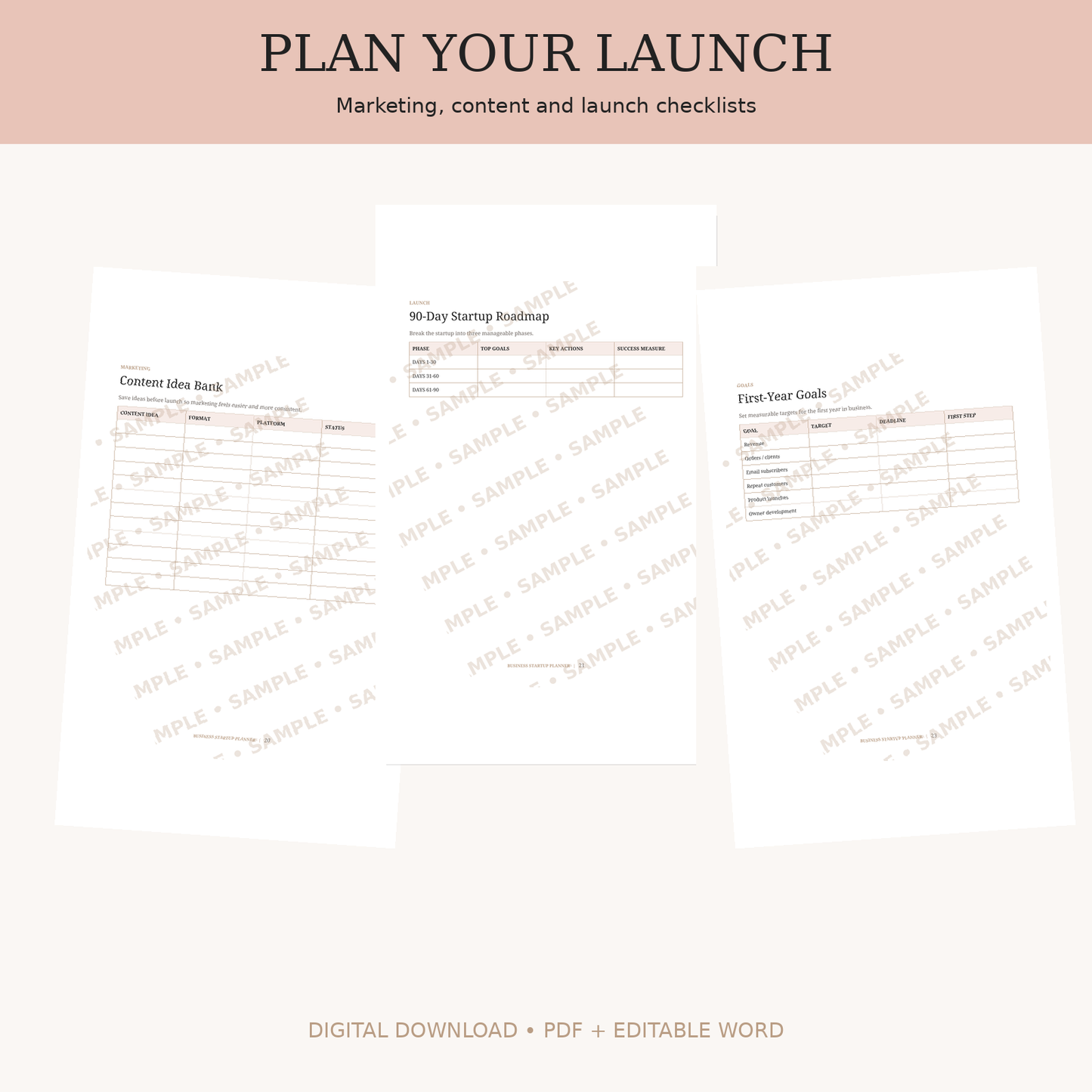 Business Startup Planner | Printable & Editable
