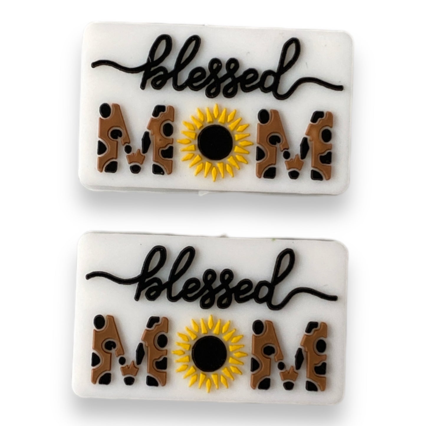 e654 -  “Blessed Mom” Silicone Focal Bead (1 Count)