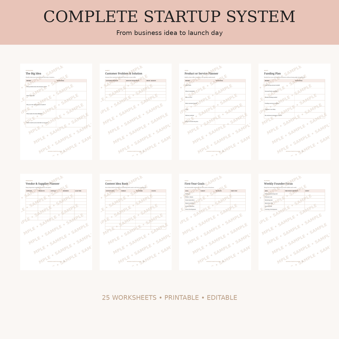 Business Startup Planner | Printable & Editable
