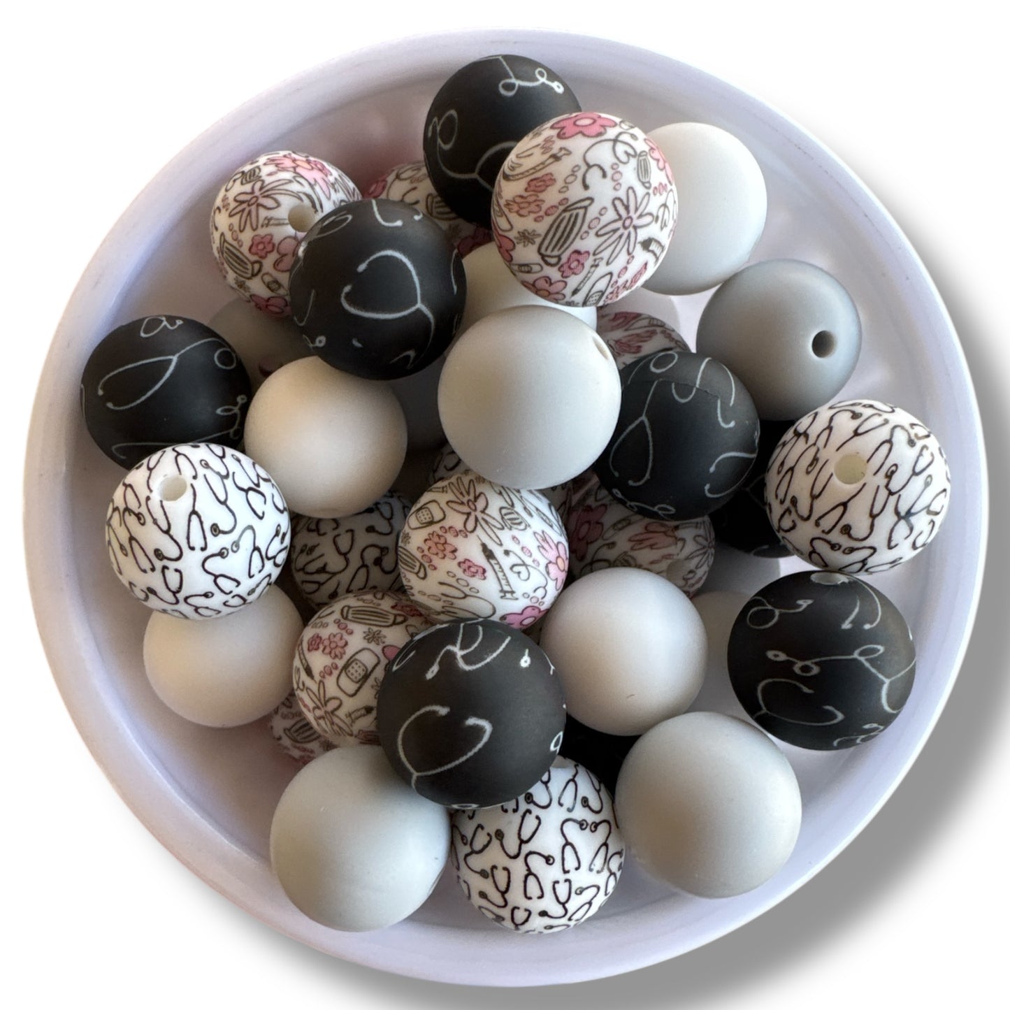 "Medical Moments" 15mm Silicone 50 Count Bead Pack – Ideal for Beadable Pens & Keychains