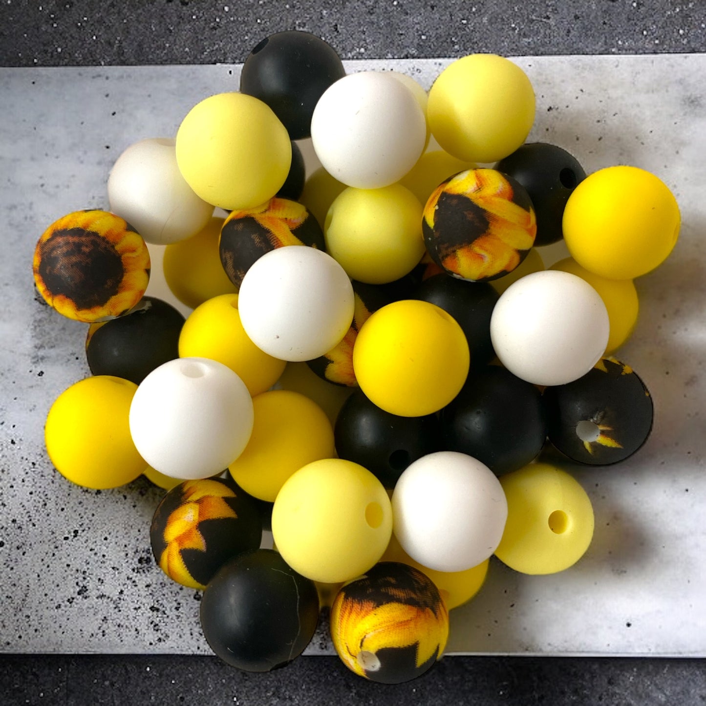 12mm Sunflower 50 Count Silicone Bead Pack
