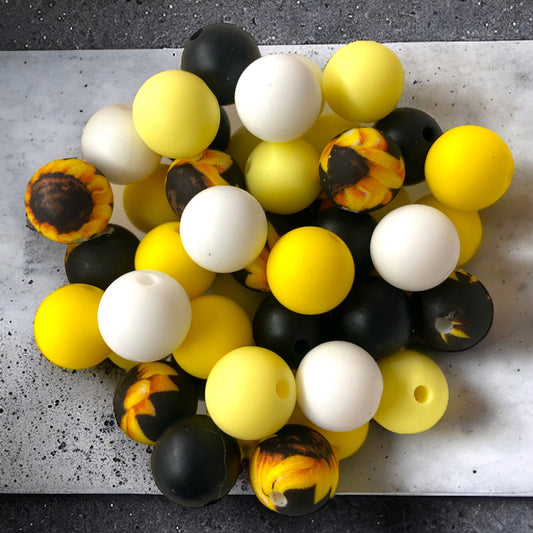 12mm Sunflower 50 Count Silicone Bead Pack