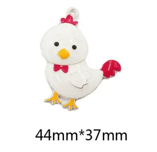 Q-A49- Chicken Enamel Alloy Metal Pendant