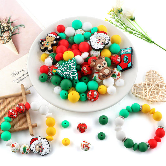 Z/524 - "Christmas" 100 Piece Silicone Bead & Bling Boxed Kit