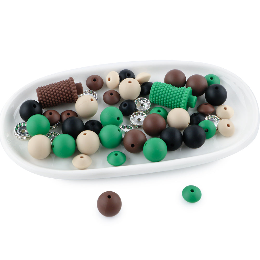 Z/545 - "Coffee" Green & Brown Silicone Bead Bling Kit