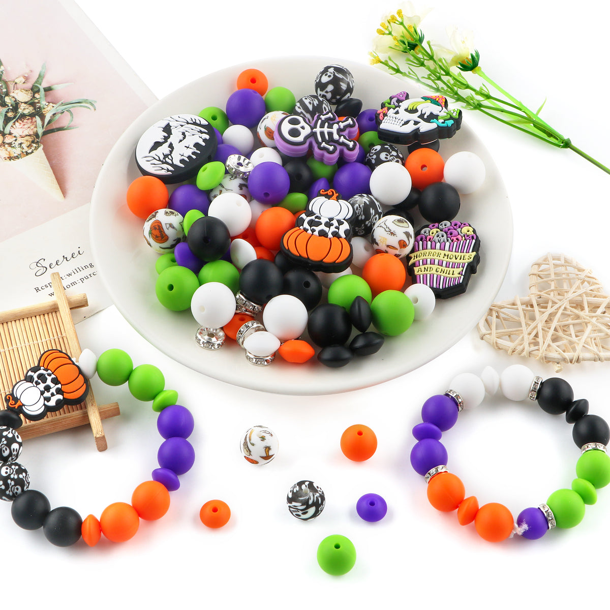 Z/508 - "Halloween" 100 Piece Silicone Bead & Bling Boxed Kit