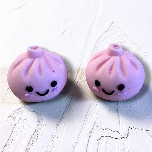 X344 - "Pink Dumpling 3D" Silicone Focal Bead for DIY Crafts (1 Count)