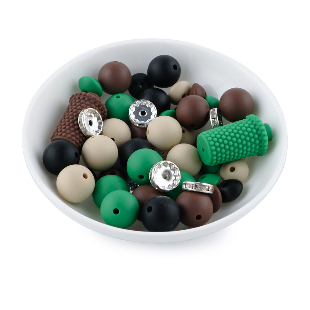 Z/545 - "Coffee" Green & Brown Silicone Bead Bling Kit