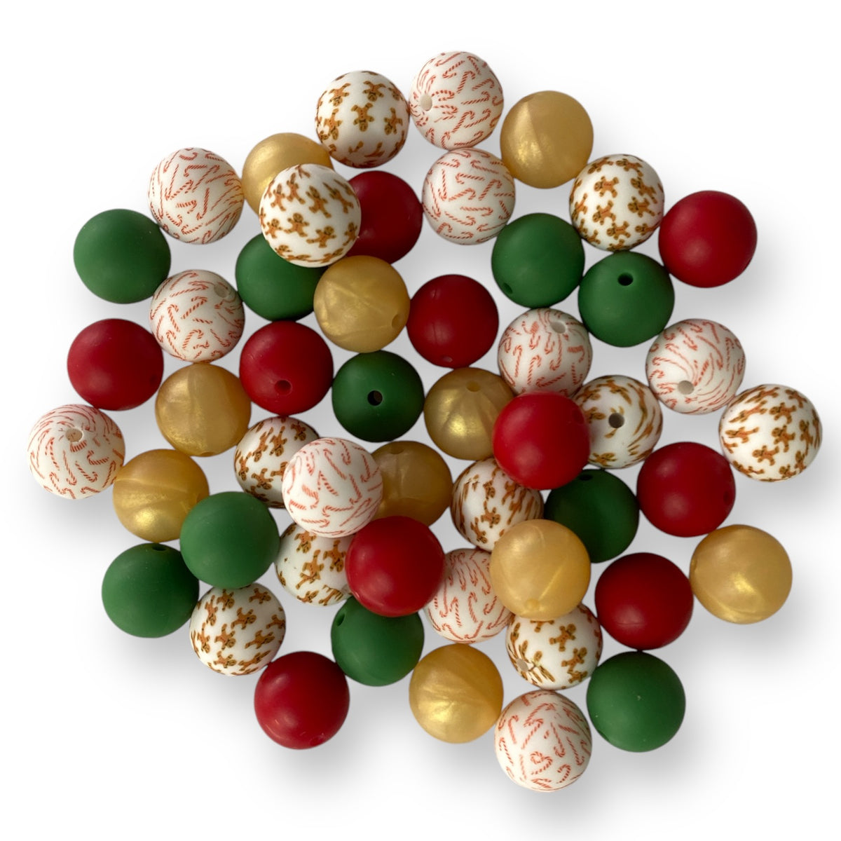 CK- 61- 15mm “Sweet Christmas” 50 Count  Mixed Pack Silicone  Beads