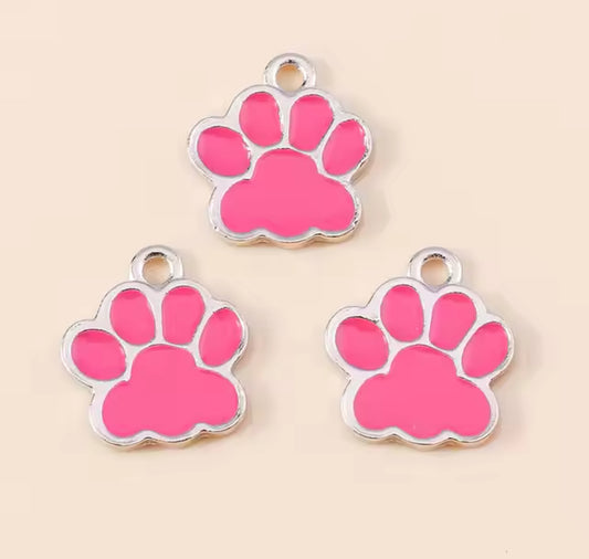 Q-A87- Pink Paw Charm (1 Count)