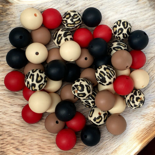 "Safari Chic" 15mm Silicone 50 Count Bead Pack – Ideal for Beadable Pens & Keychains