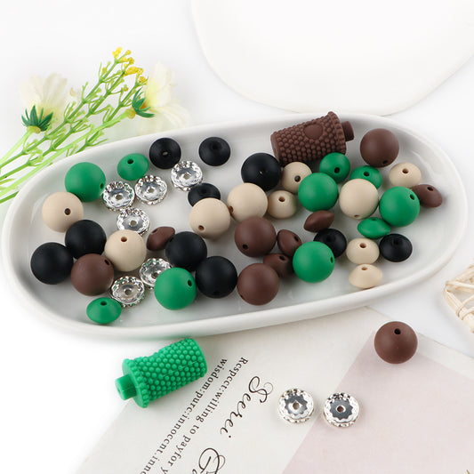 Z/545 - "Coffee" Green & Brown Silicone Bead Bling Kit