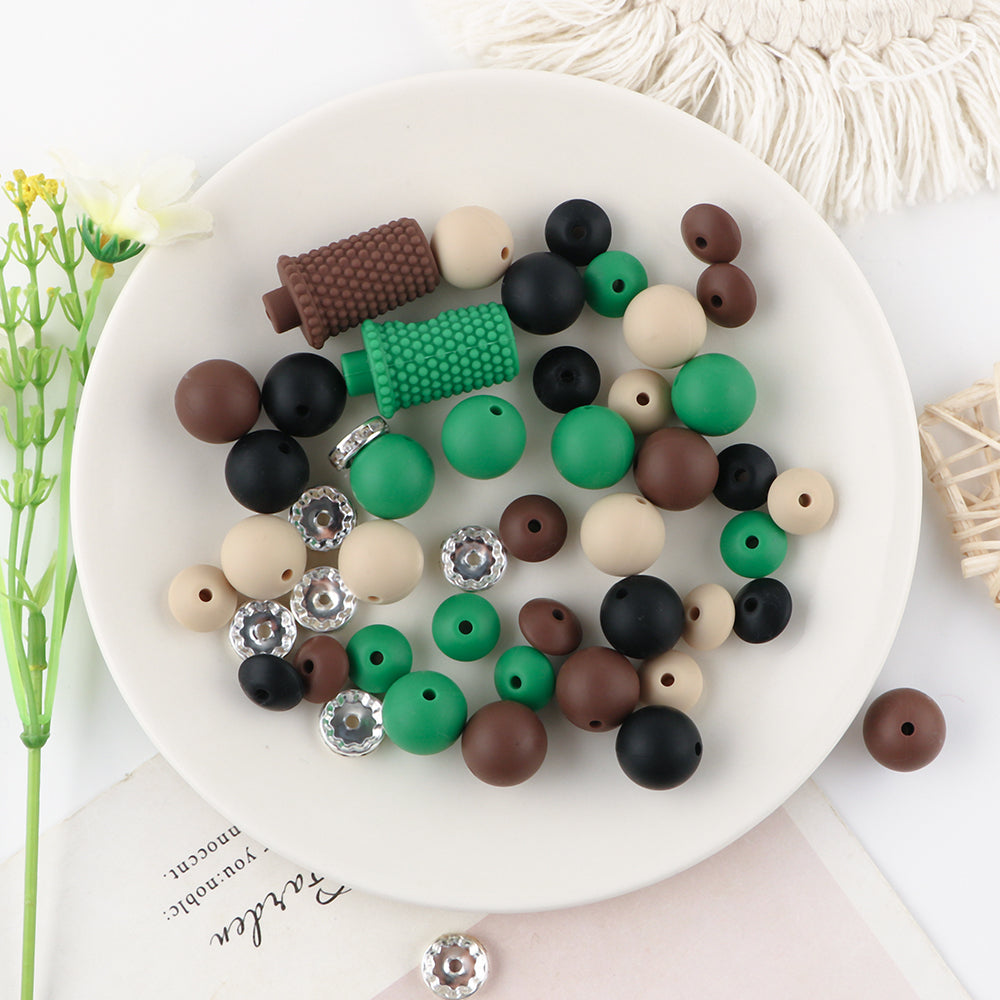 Z/545 - "Coffee" Green & Brown Silicone Bead Bling Kit