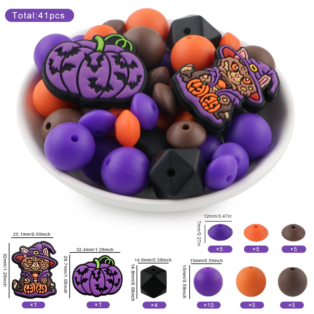Z/523 - "Halloween"  Purple, Orange, & Black Silicone Bead Kit