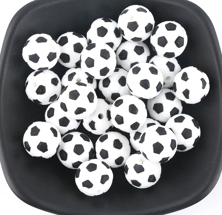 A-6057- 19mm Soccer Textured Silicone Beads