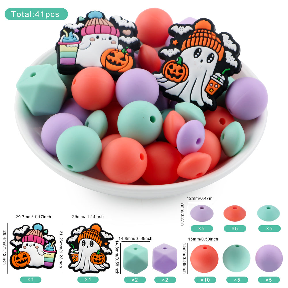 Z/517 - "Halloween"  Ghost Silicone Bead Kit