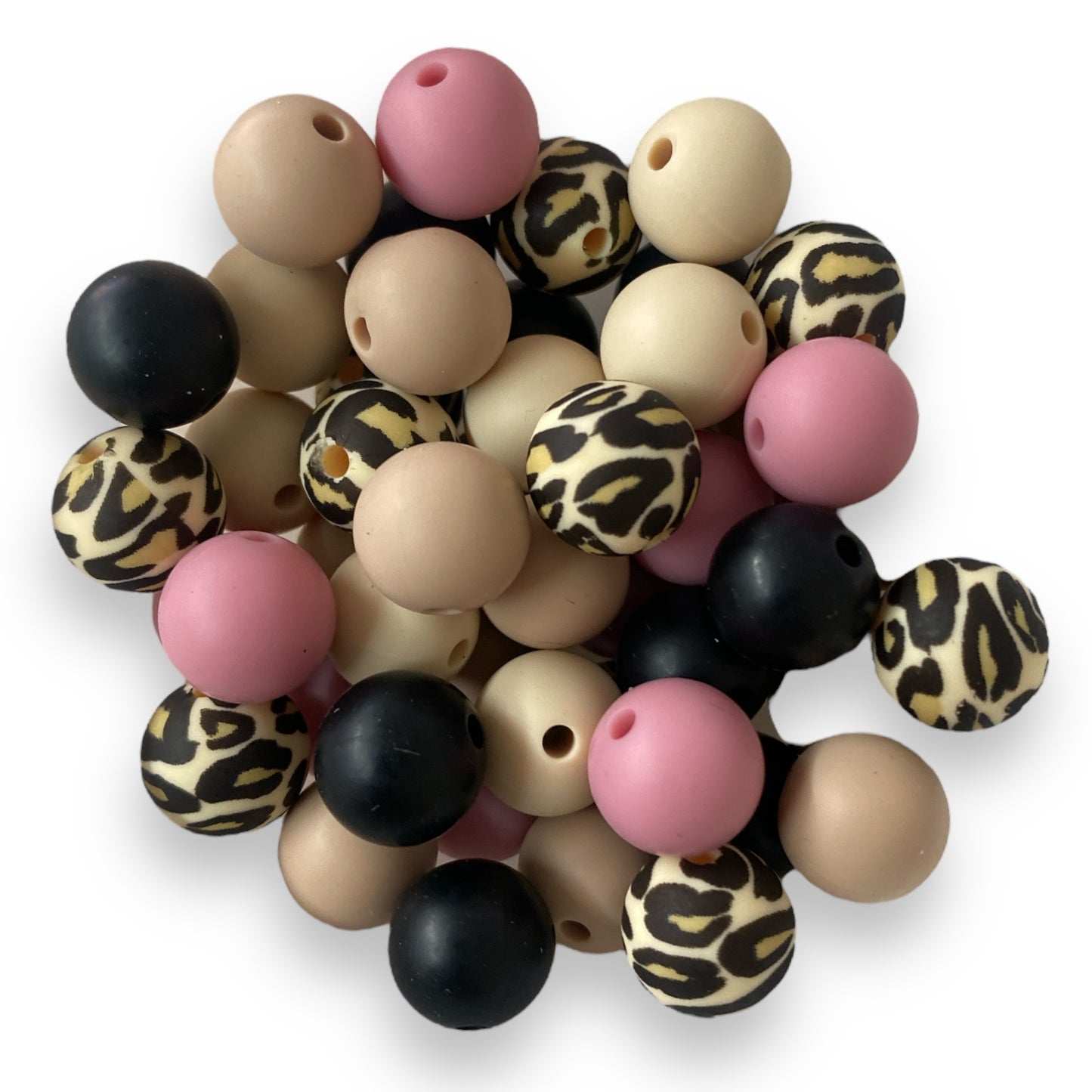 CK- 185 - 12mm "Beige Leopard" 50 Count Silicone Bead Pack