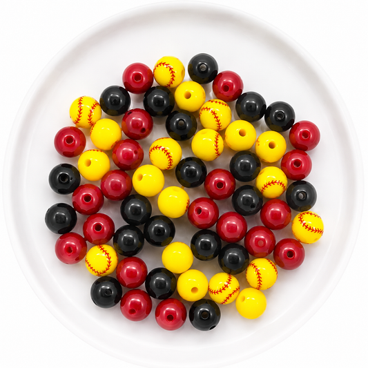 Softball 12mm Acrylic Bubblegum Bead Mix | Wholesale Bulk Beads 60 Count