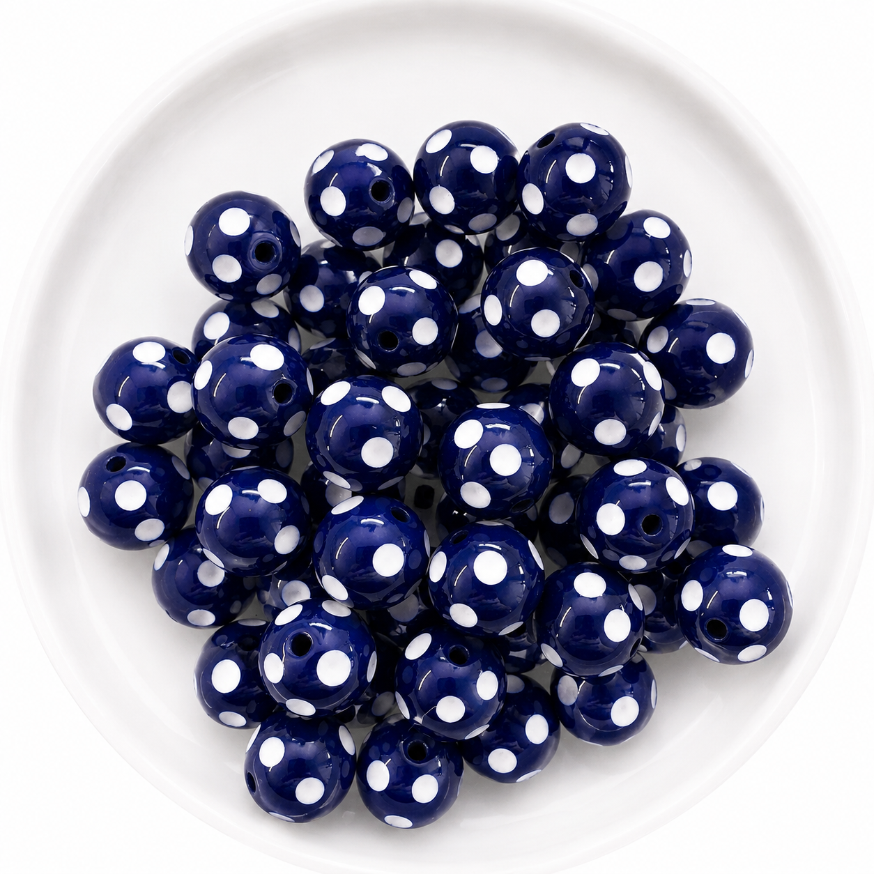 #1002 - 20mm Dark Blue Polka Dot Acrylic Beads (1 Count)