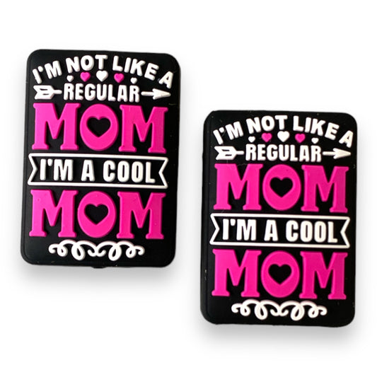 e655  - "I'm A Cool Mom" Silicone Focal Bead (1 Count)