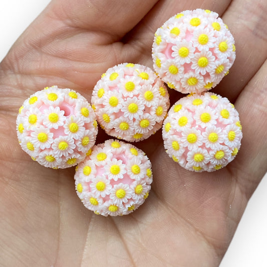 #1263 - 20mm "Light Pink Daisy" Beads (Set of 5)