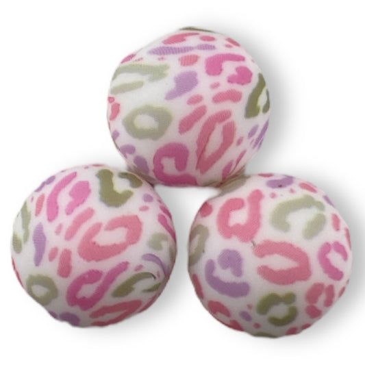 T332- 15mm “Pastel Leopard” Pattern Silicone Beads