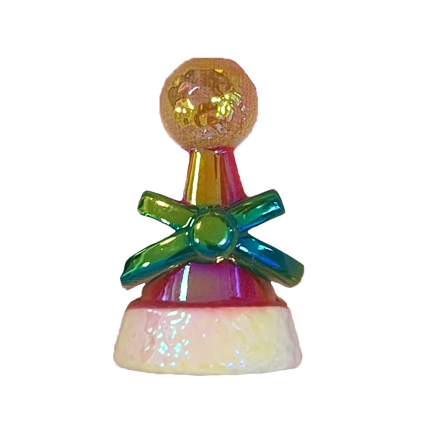 T171- Acrylic 3D Opal Bow Santa Hat Accent Bead (1 Count)