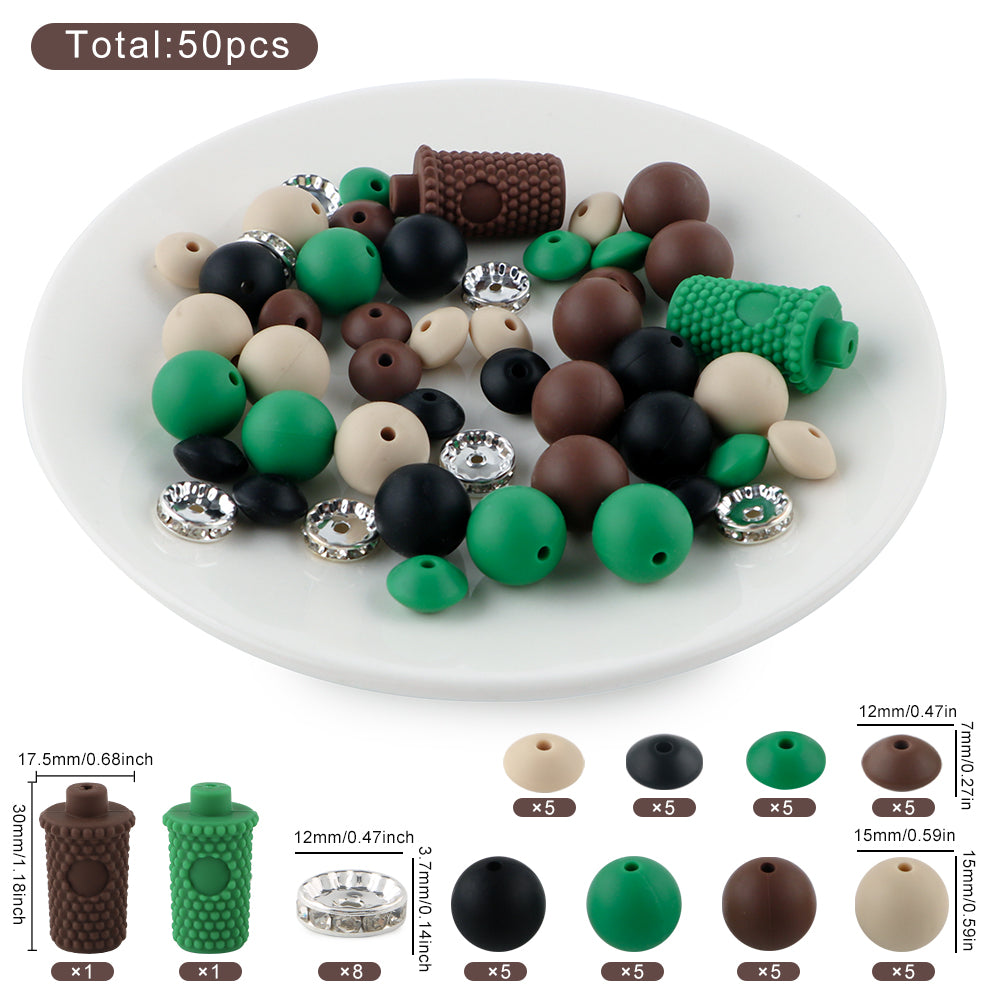 Z/545 - "Coffee" Green & Brown Silicone Bead Bling Kit