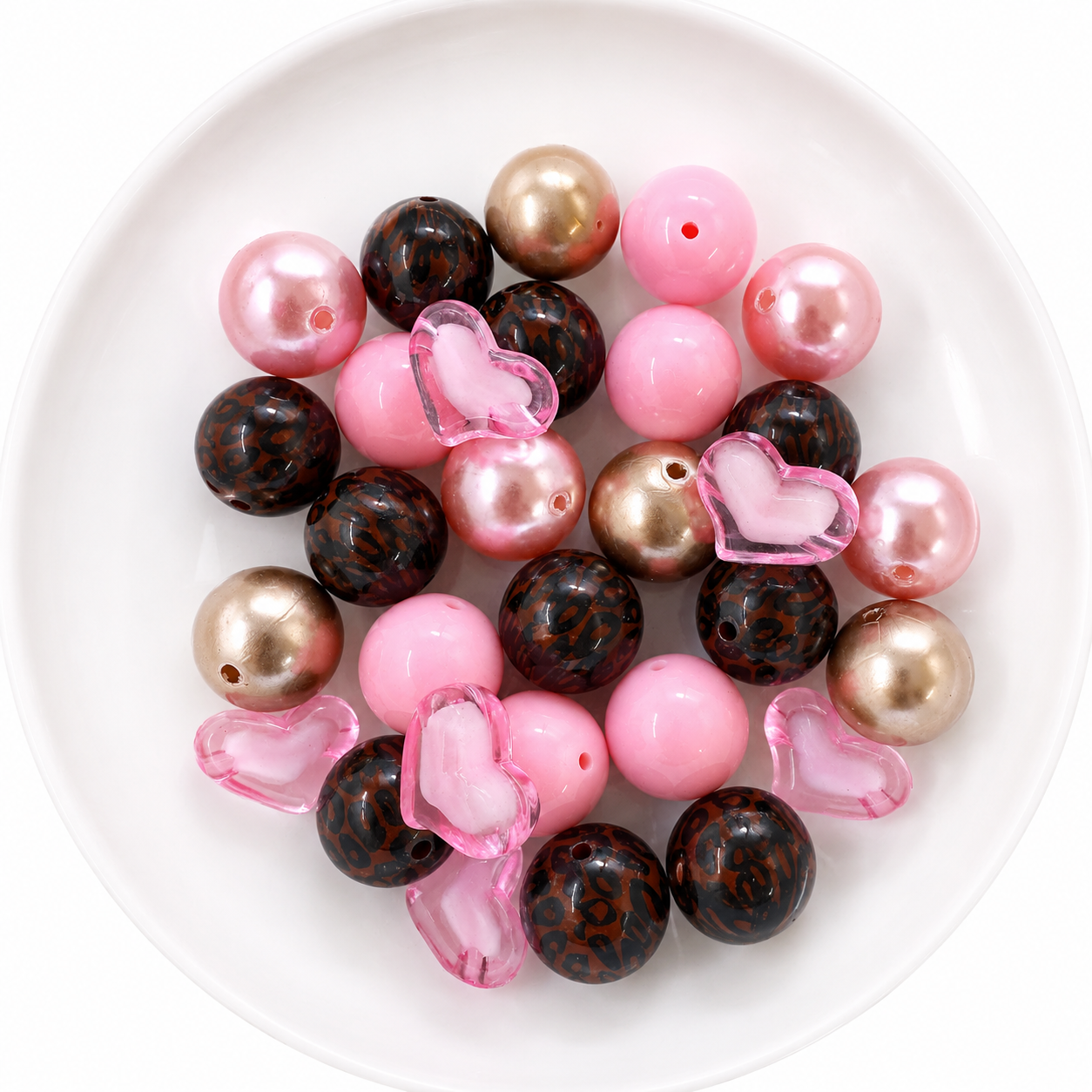 Cheetah 20mm Acrylic Bubblegum Bead Mix | Wholesale Bulk Beads | 30 Count