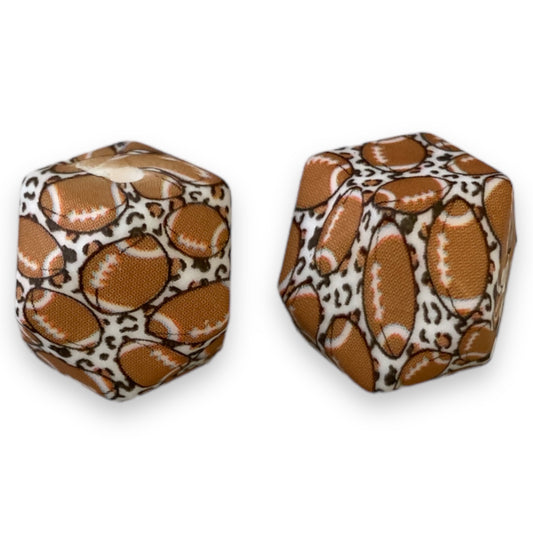 #792 - 14mm “Football” Pattern Hexagon Silicone Beads