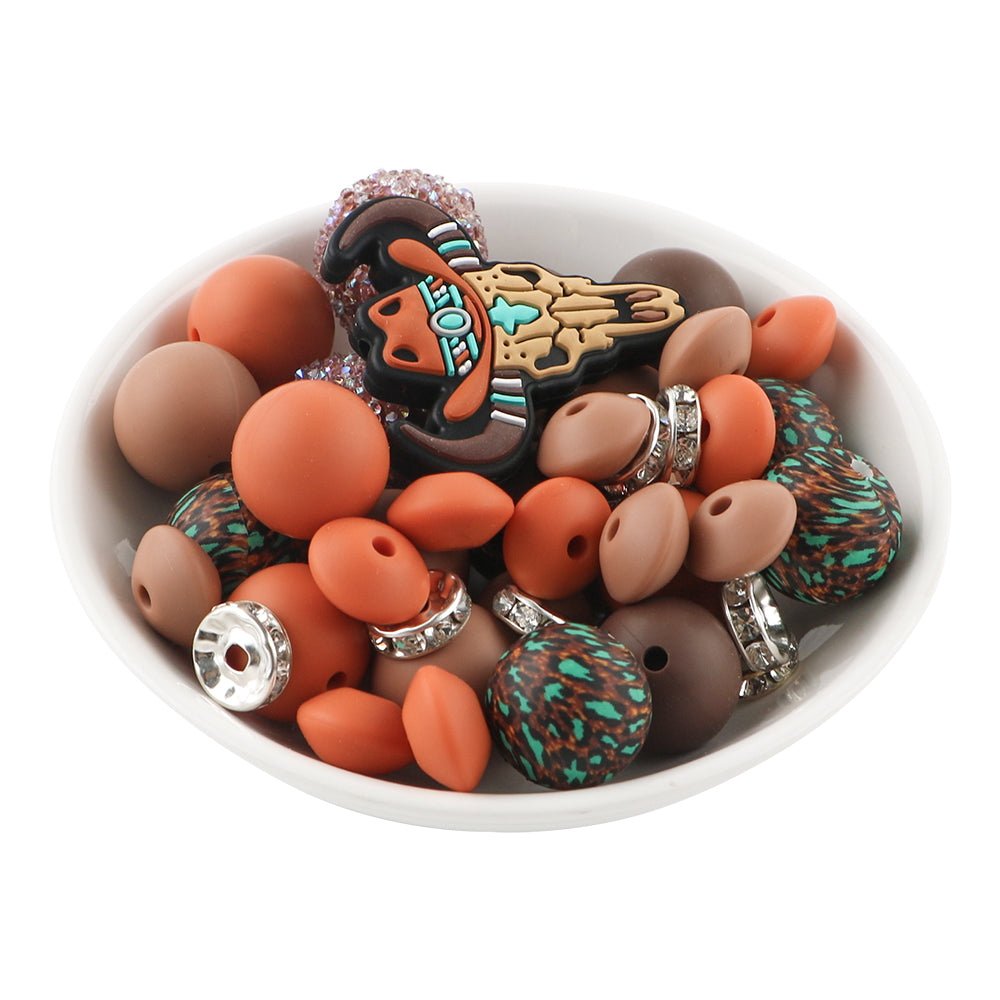 Z/542 - "Brown Longhorn" Western Silicone Bead & Bling Kit