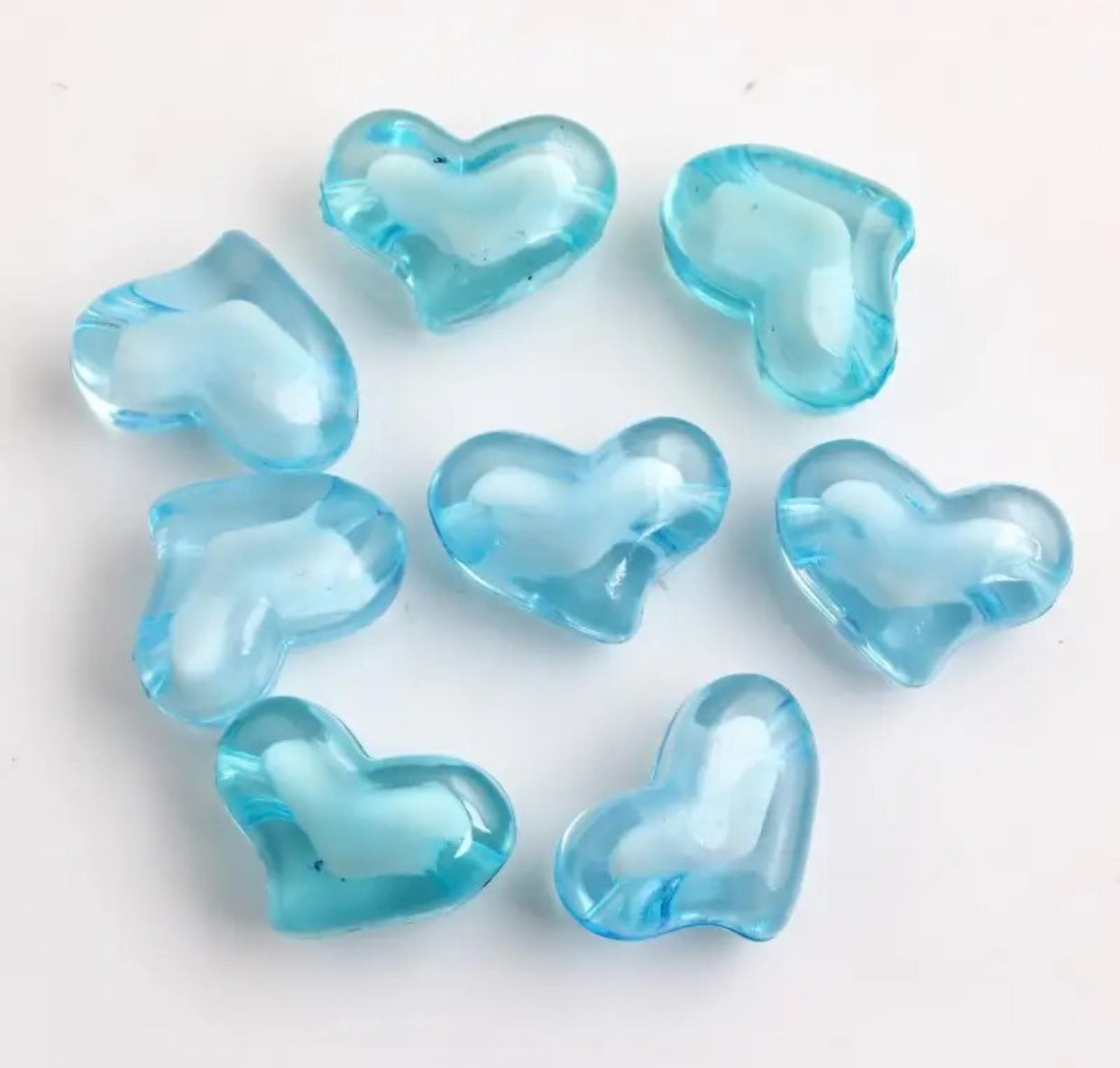 #953 - 22mm Aqua Hearts  Acrylic Beads (1 Count)