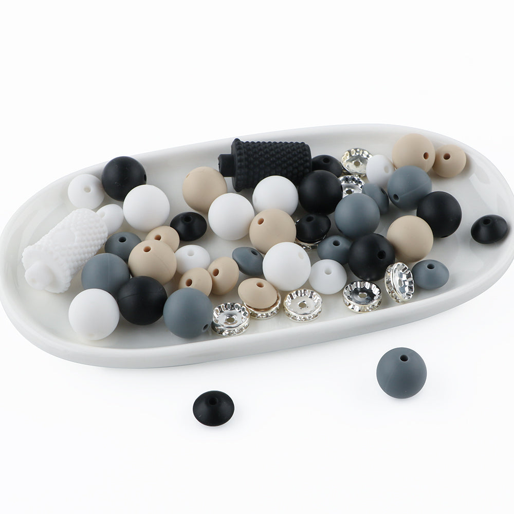 Z/530 - "Coffee" Black & Gray Silicone Bead Bling Kit