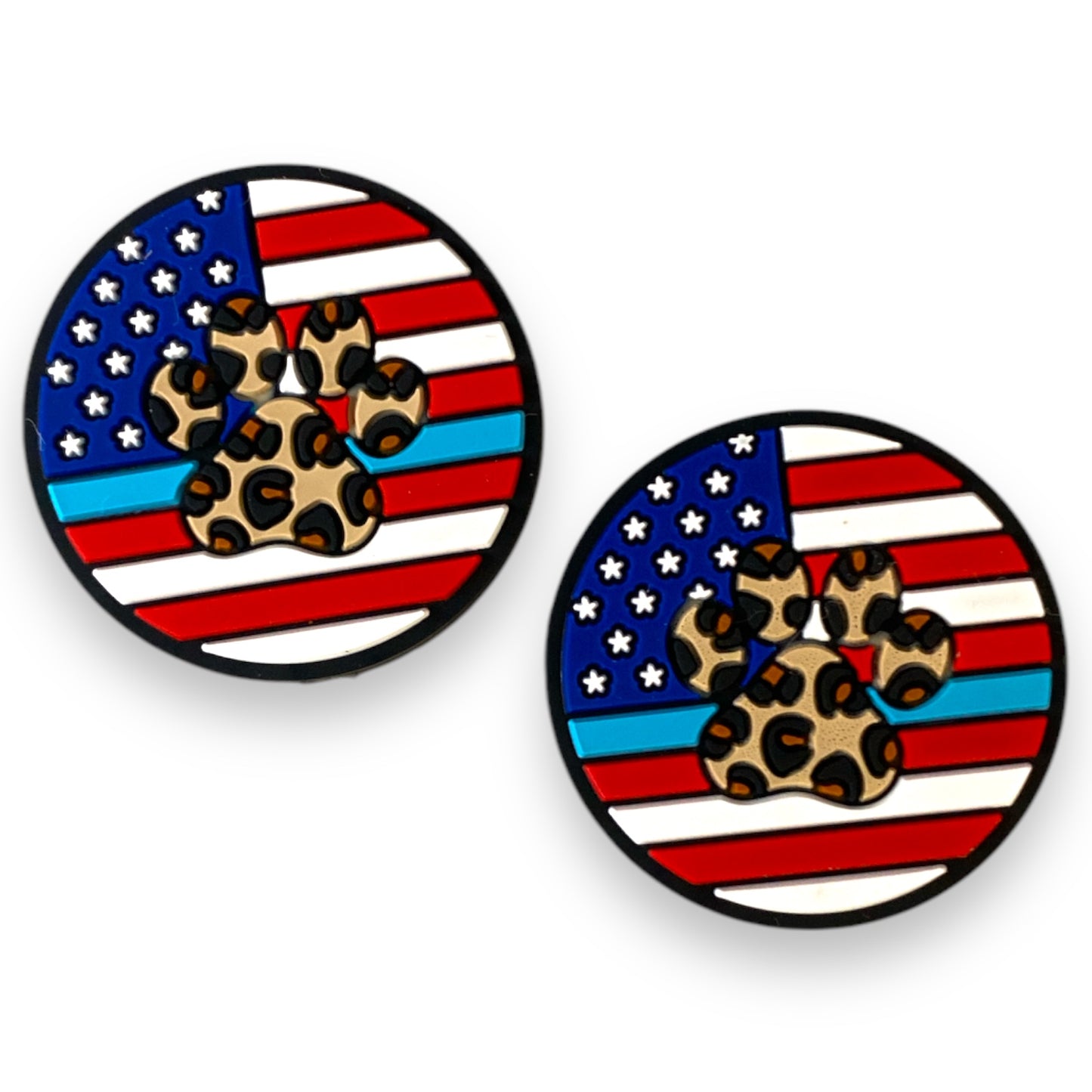 h906 -  “Paw / Patriotic" Silicone Focal Bead (1 Count)