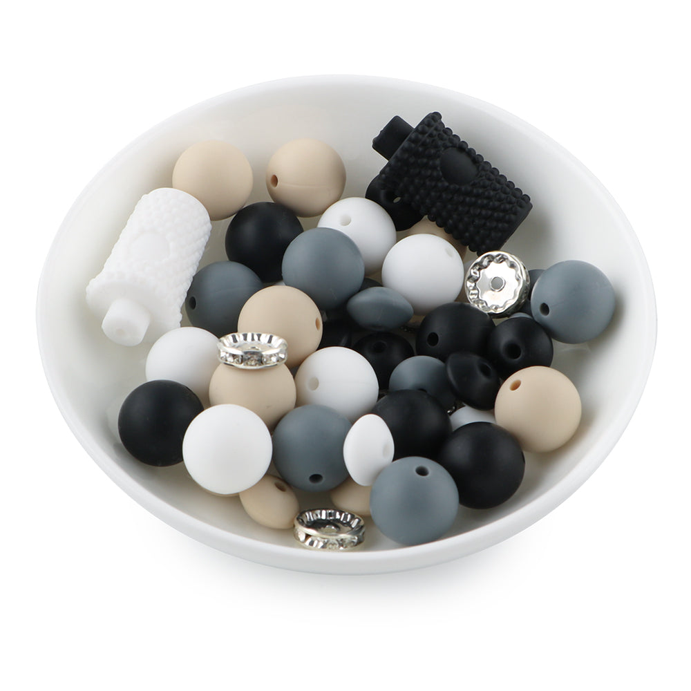 Z/530 - "Coffee" Black & Gray Silicone Bead Bling Kit