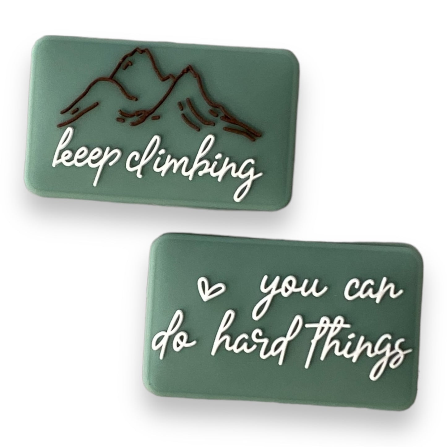 e530 - "Keep Climbing / You Can Do Hard Things " Two Sided  Exclusive"  Focal (1 Count) Bead Silicone (Copy)