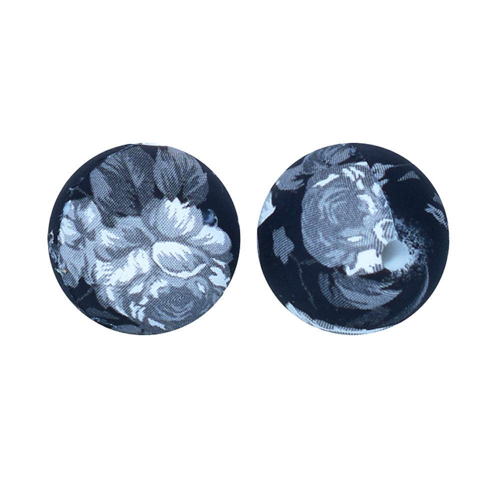 12mm- P-39 "Night Flower"  Silicone Beads