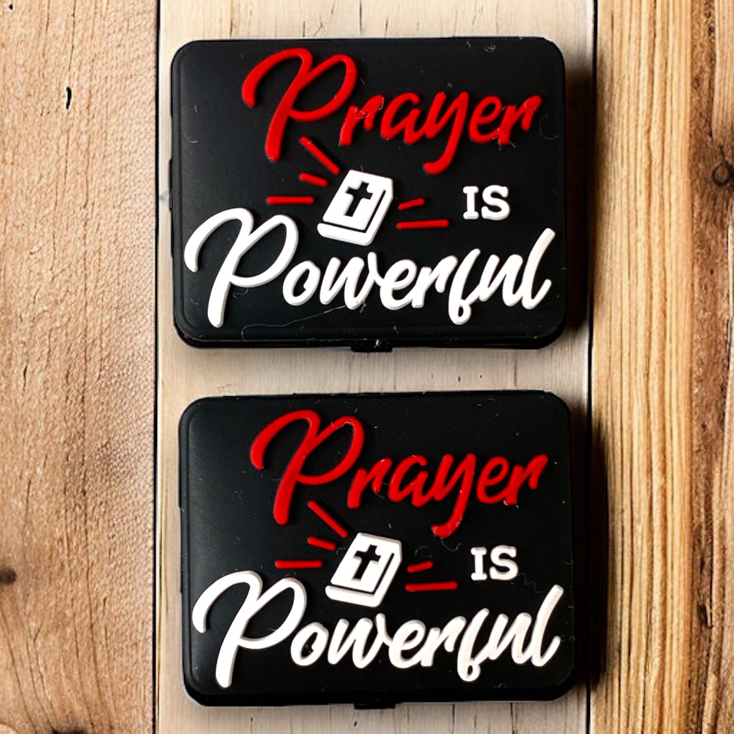 e601 - "Prayer Is Powerful" Silicone Focal Bead (1 Count)