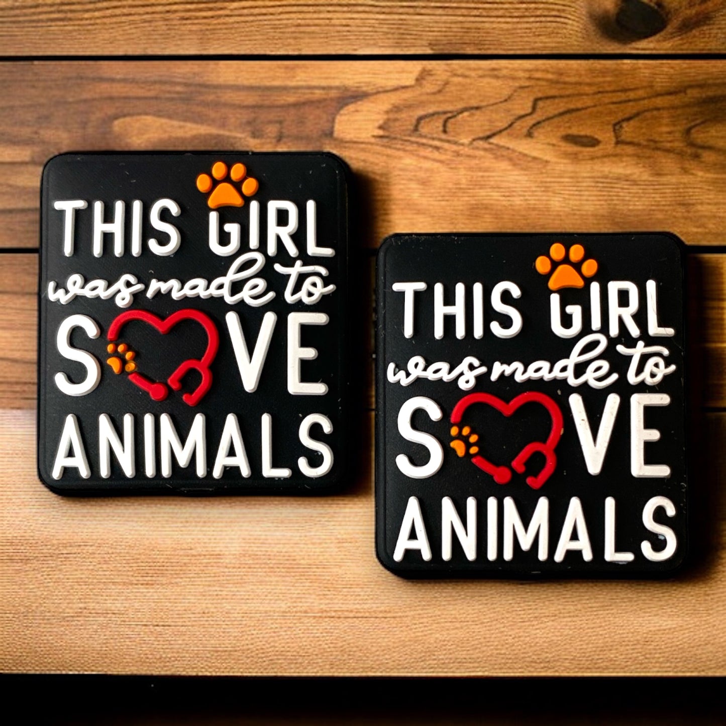 X269 - "This Girl Was Made To Save Animals" Silicone (1 Count) Focal Bead