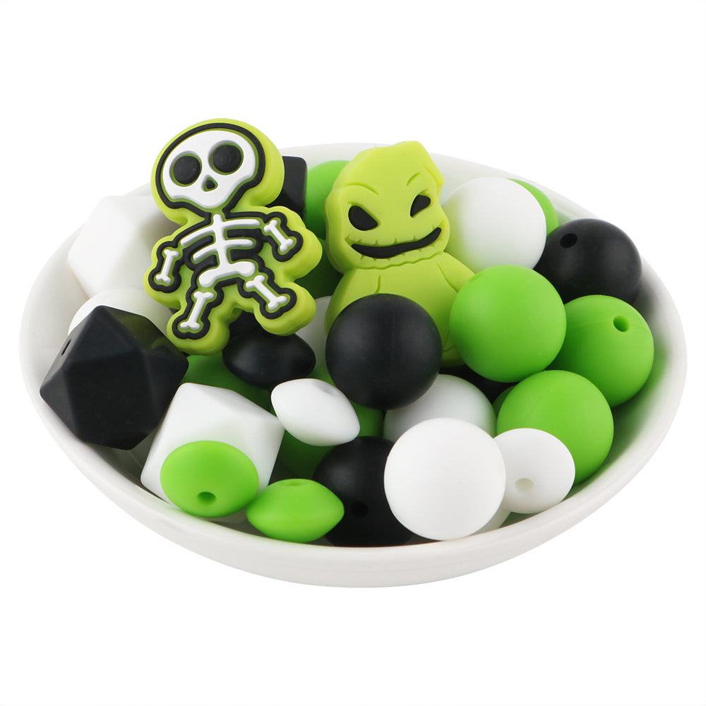 Z/525 - "Halloween"  Lime & Black Silicone Bead Kit
